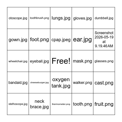 Healthcare BINGO Card