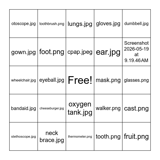 Healthcare BINGO Card
