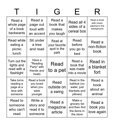Sarita Summer Reading Challenge 2026 Bingo Card