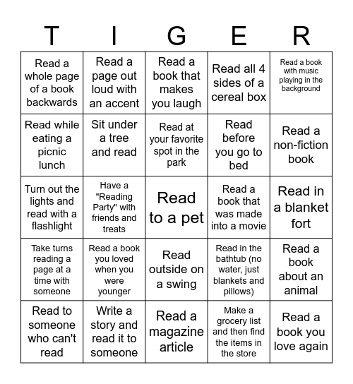 Sarita Summer Reading Challenge 2026 Bingo Card