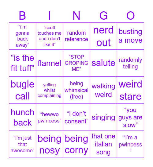 caleb bingo Card
