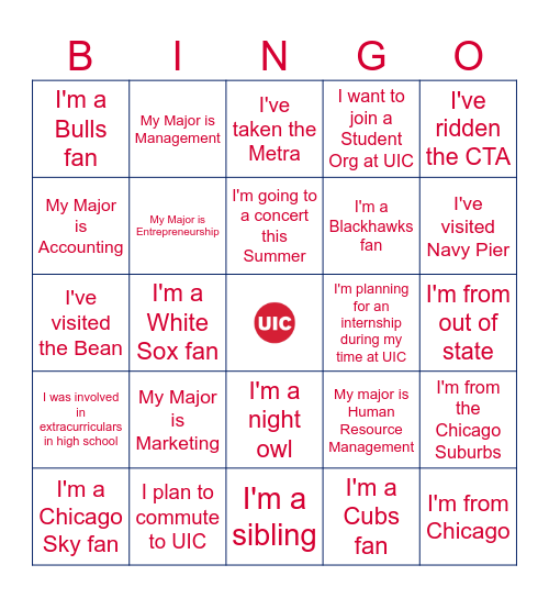First-Year Bingo Card