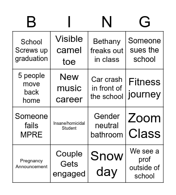 3L Bingo - 2nd Semester Bingo Card