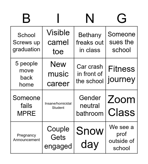 3L Bingo - 2nd Semester Bingo Card