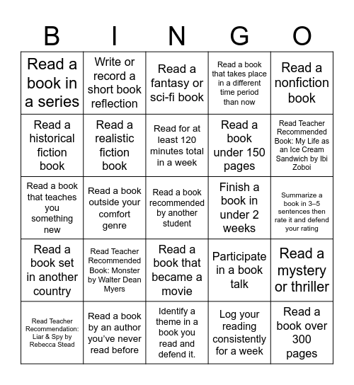 Unit 1: Reality Check Bingo Card