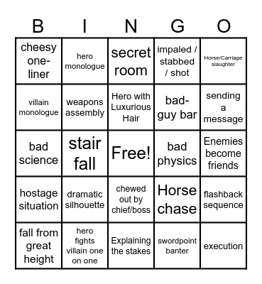 B-Movie Bingo Card