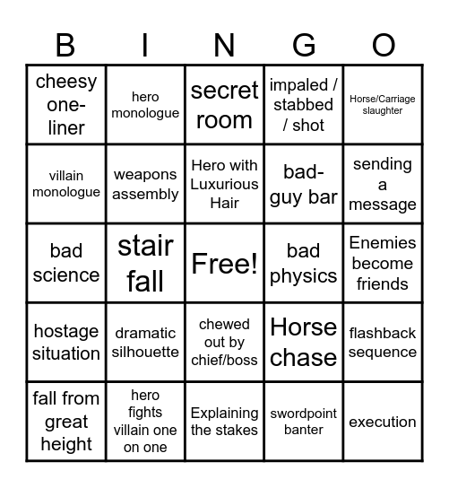 B-Movie Bingo Card