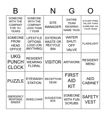 Take a picture of your team with... Bingo Card