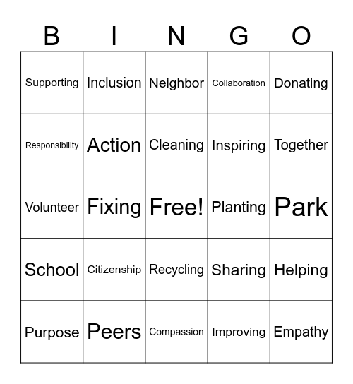"Everybody can be great, because anybody can serve." — Martin Luther King, Jr. Bingo Card