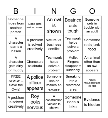 HOOT Bingo Card
