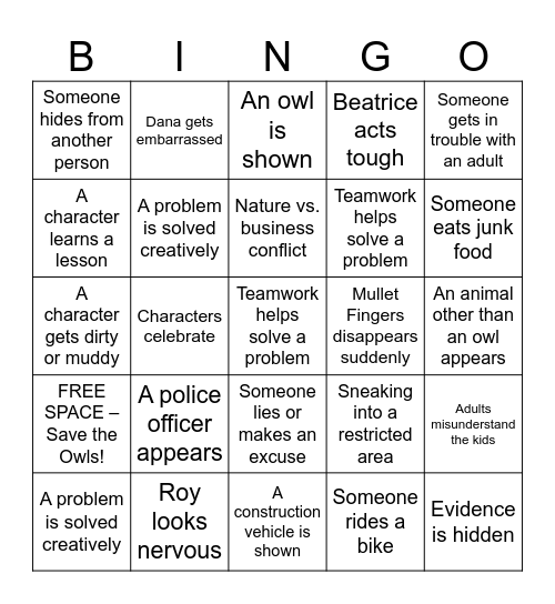 HOOT Bingo Card