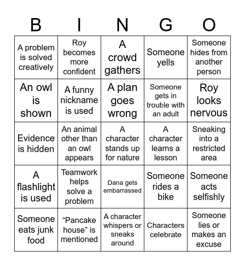 HOOT Bingo Card