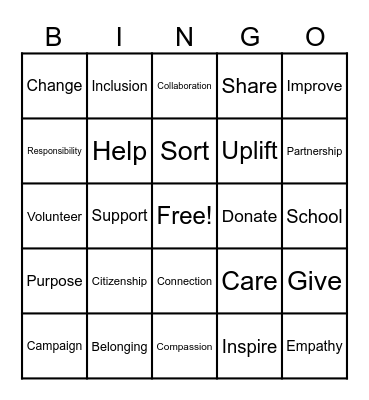 "Everybody can be great, because anybody can serve." — Martin Luther King, Jr. Bingo Card