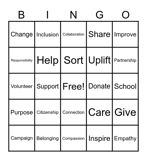 "Everybody can be great, because anybody can serve." — Martin Luther King, Jr. Bingo Card