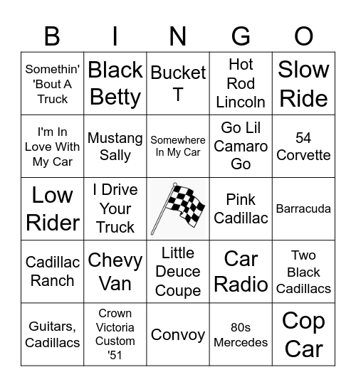 Car Show Bingo Card