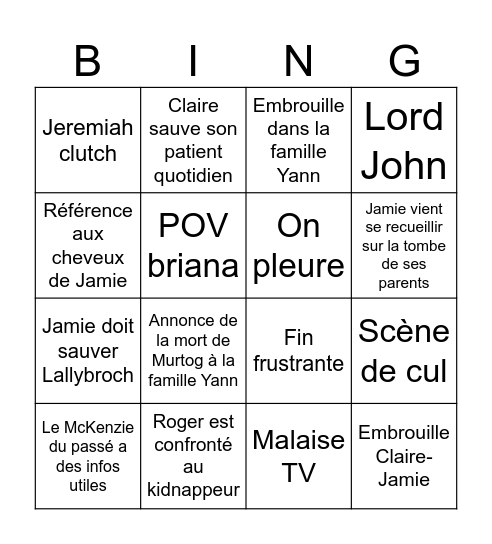 Des affaires en souffrance Bingo Card
