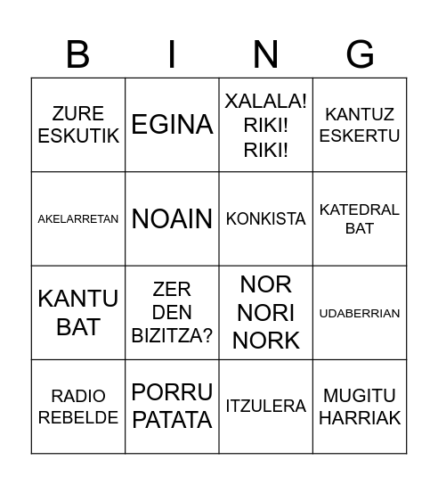 EUSKARAREN EGUNA Bingo Card