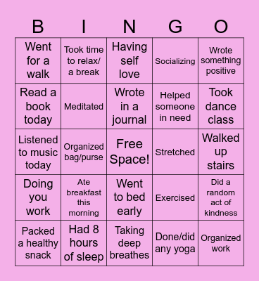 Girls Empowerment Group Bingo Card