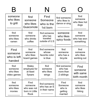 Get to Know You BINGO! Bingo Card