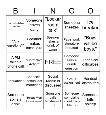 Title 7 BINGO Card