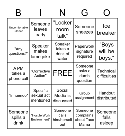 Title 7 BINGO Card