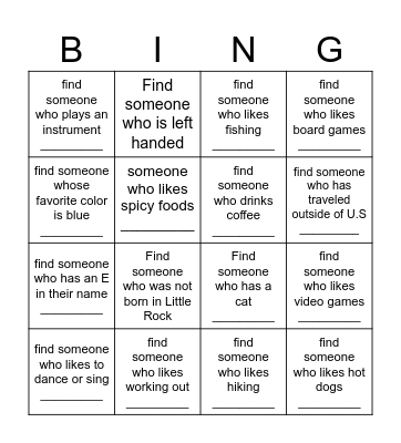 Get to Know You BINGO! Bingo Card