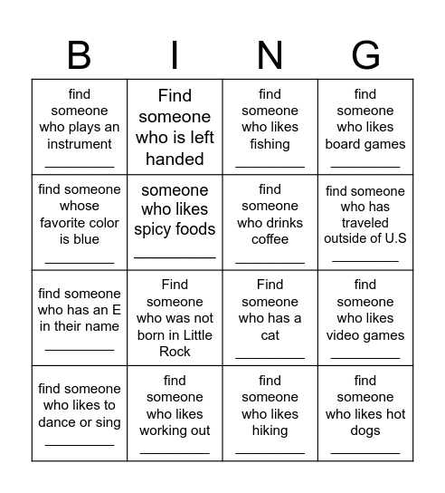 Get to Know You BINGO! Bingo Card