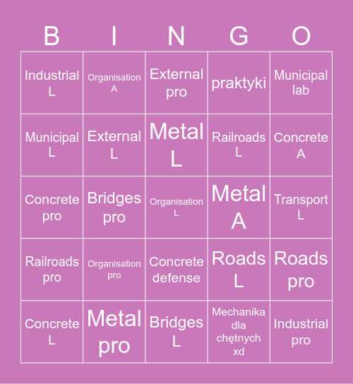 help Bingo Card