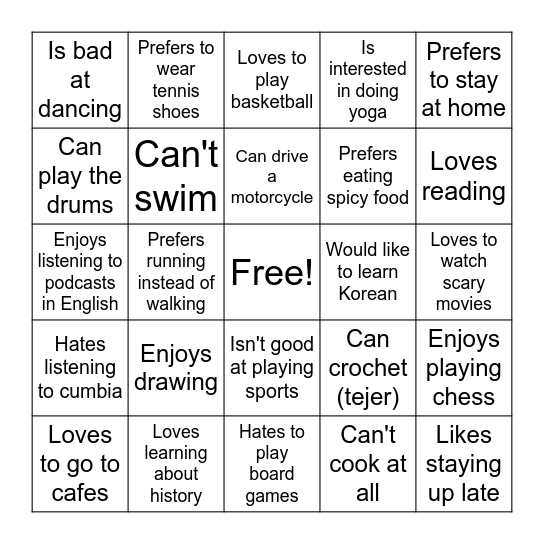 Find Someone Who... Bingo Card