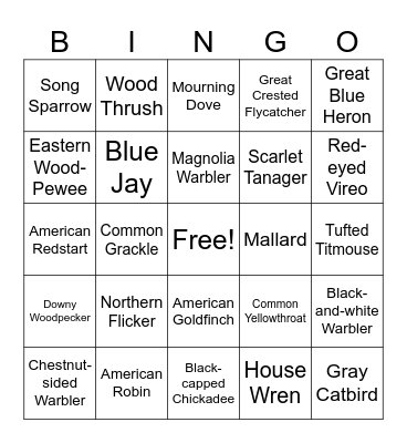 Bird Bingo Card