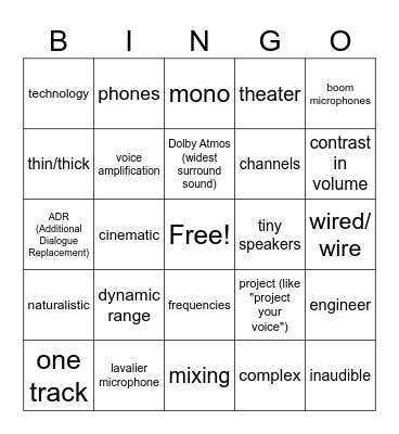 SOUND BINGO Card