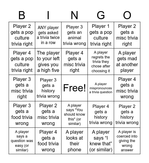 TRIVINGO Bingo Card