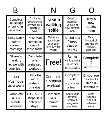 Count on Change... And Some Sweat Bingo Card