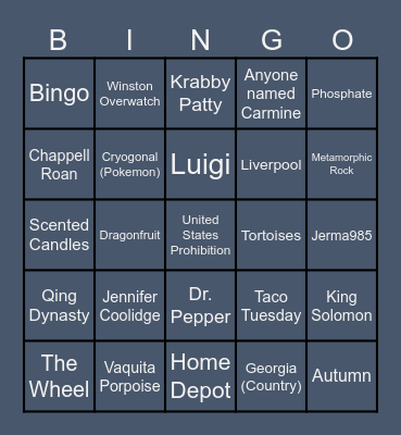 Wikipedia Bingo Card