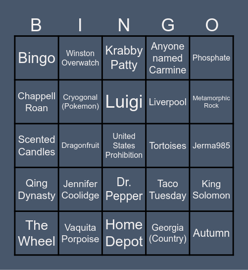 Wikipedia Bingo Card