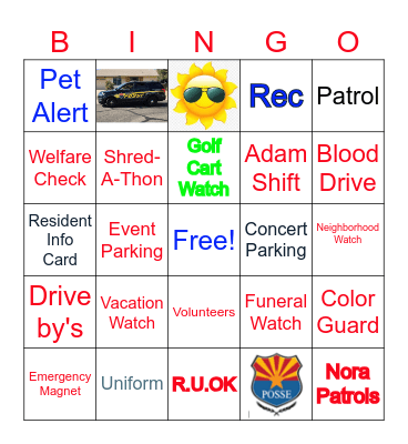 Sun City Posse BINGO! Bingo Card