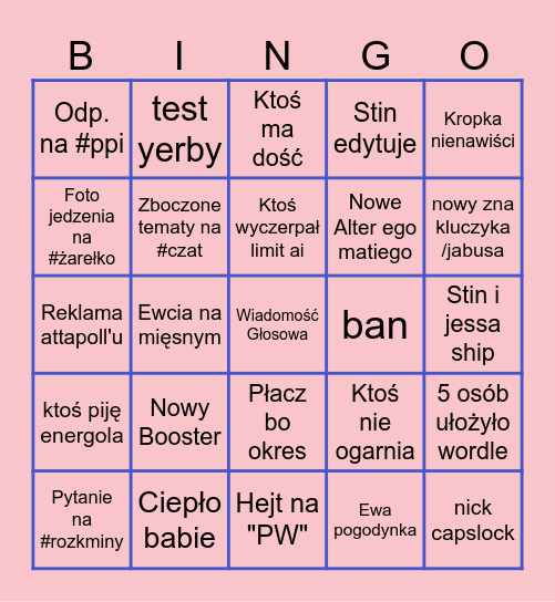20.05 Bingo Card