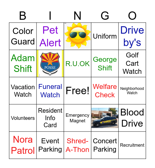 SUN CITY POSSE BINGO Card