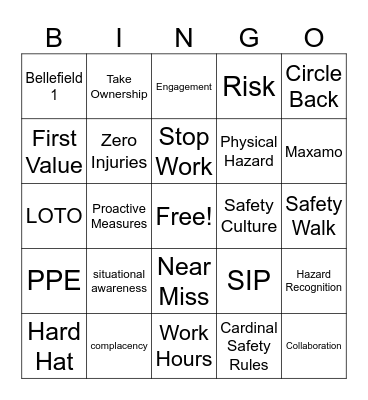 Safety BS Bingo Card