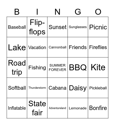 SUMMER BINGO Card