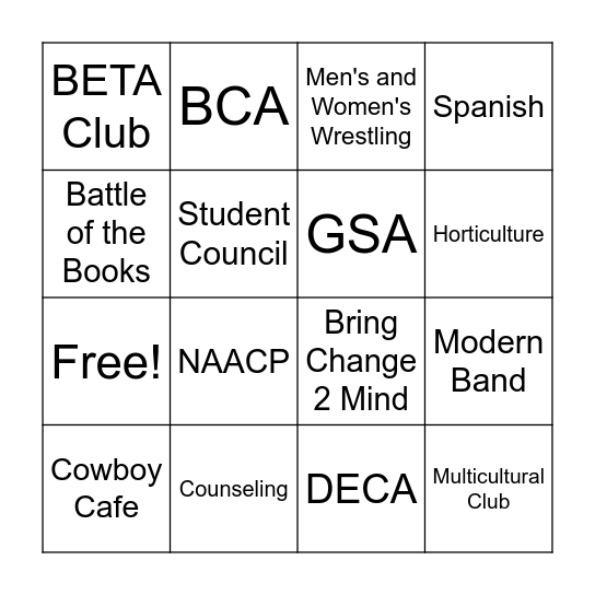 Community Corral Bingo Card