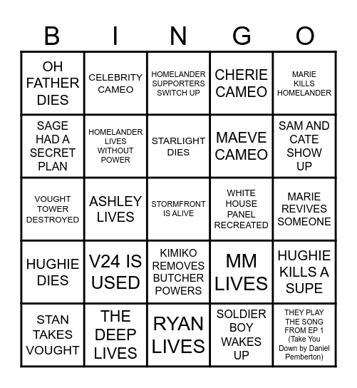 T Bingo Card