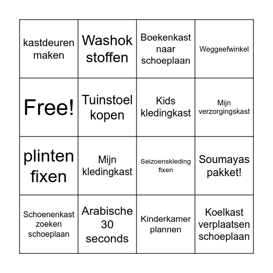 Mei´s tweede bingo Card