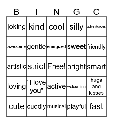 Positive Characteristics Bingo Card