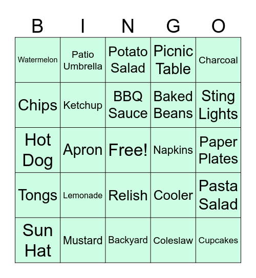 Grill & Chill Bingo Card