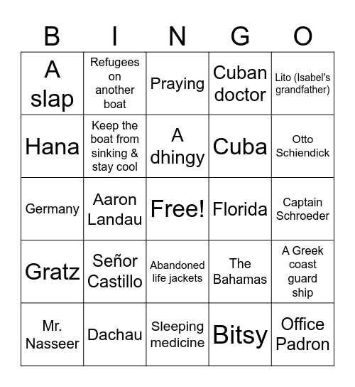Refugee Ch. 19-36 Bingo! Bingo Card