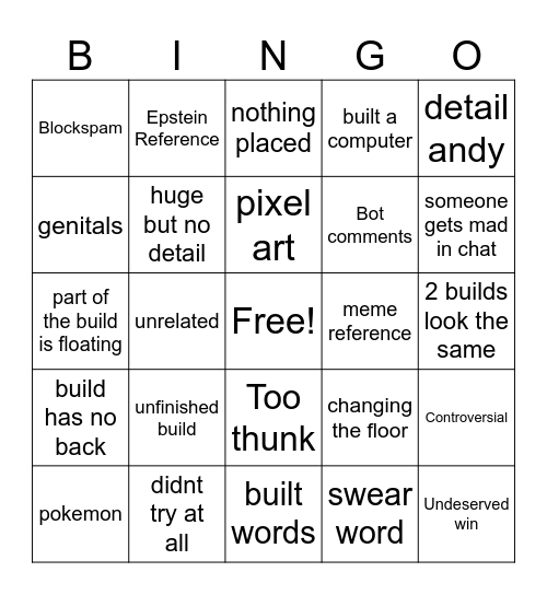 build battle bingo Card