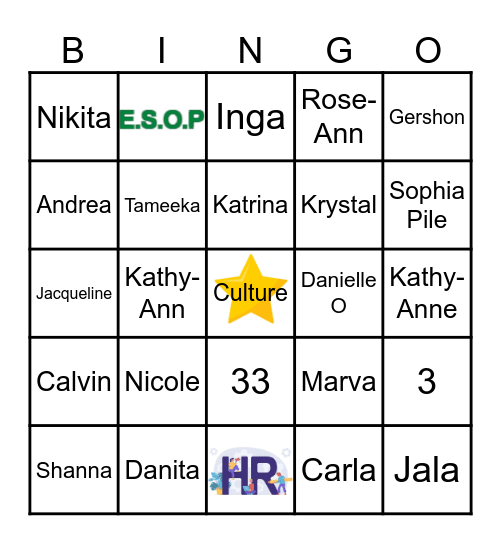 Bingo HR Edition Bingo Card