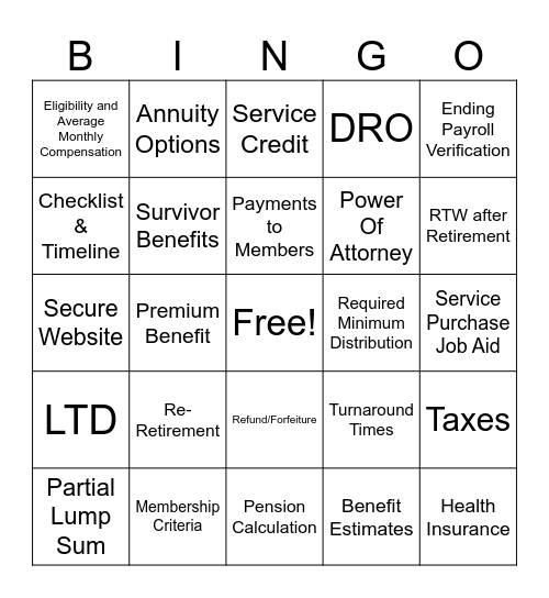 ASRS BINGO Card