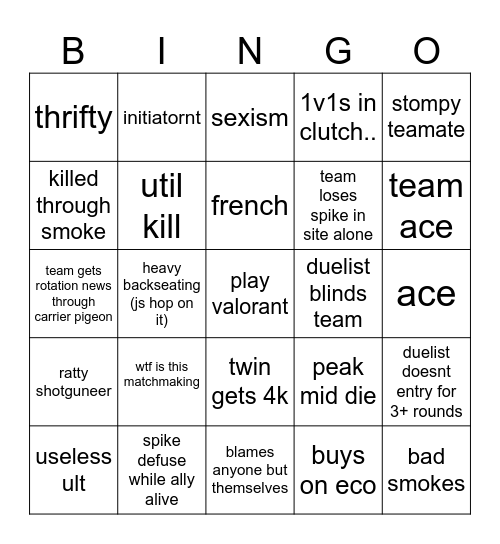 valorant bingo Card